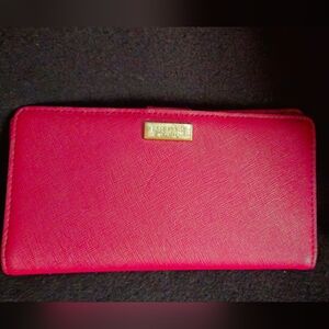 Kate Spade Burgundy Saffiano Leather Bi-Fold Wallet